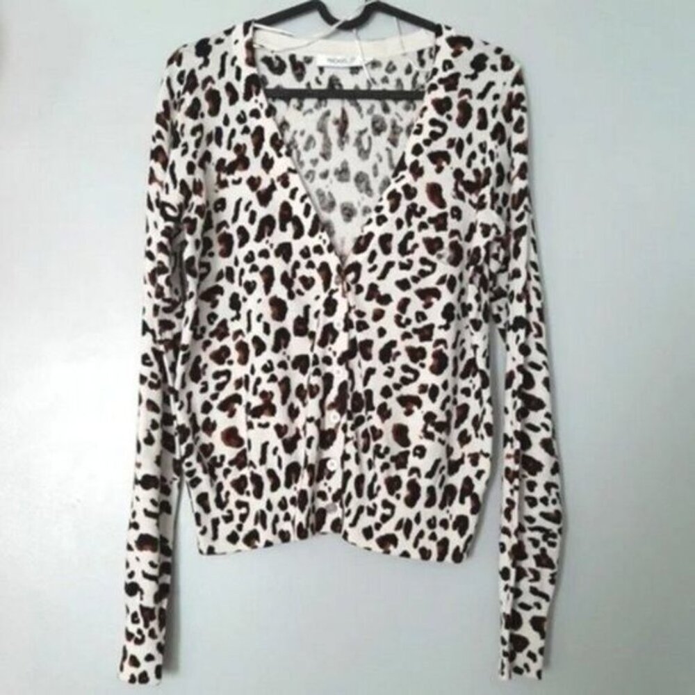 RICKI'S \ Cheetah 🐆 Button Down Cardigan Fine Knit Sweater Cardi Leopard Sz S